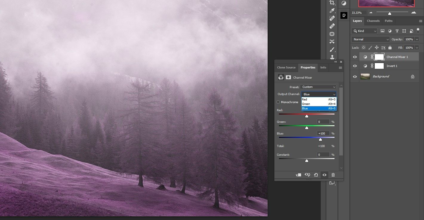 Смена выходного канала на Blue