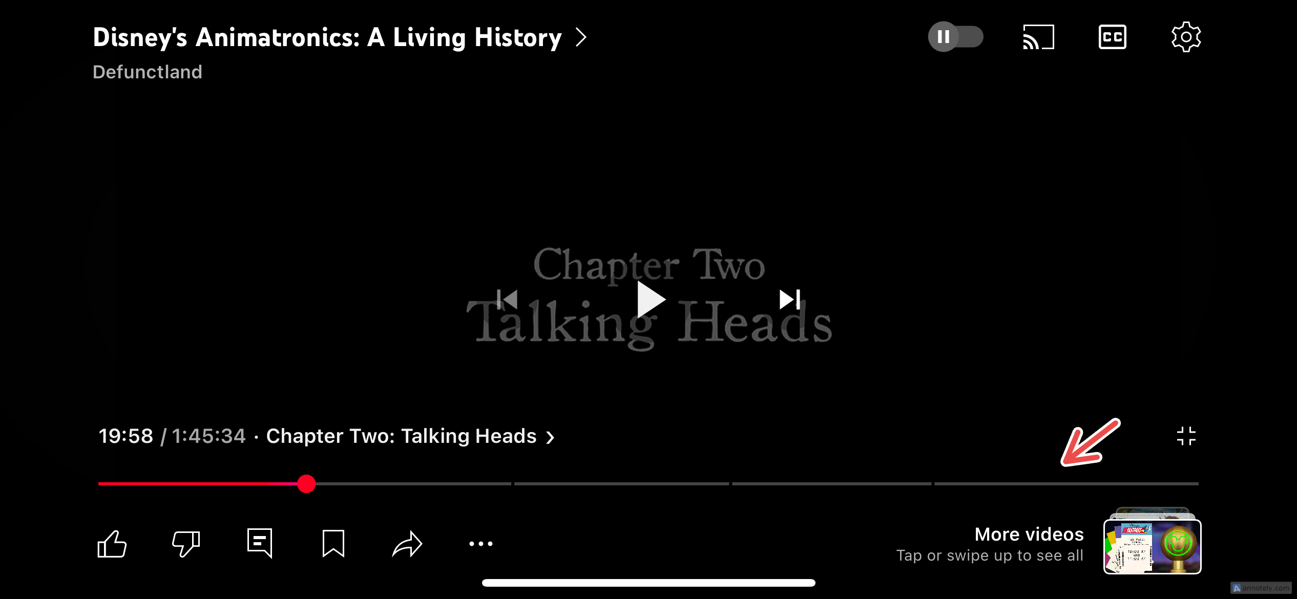 Использование глав в YouTube для навигации.