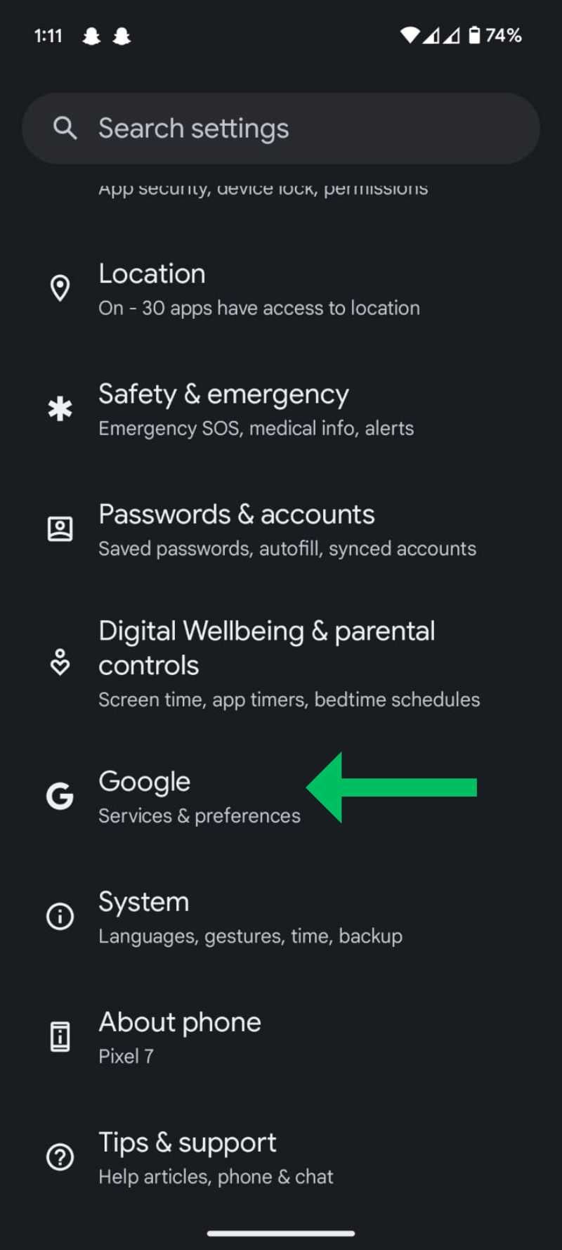 Настройки Google и Резервное копирование