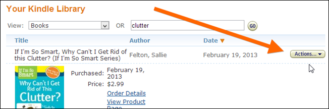 Кнопка действий для книги в списке