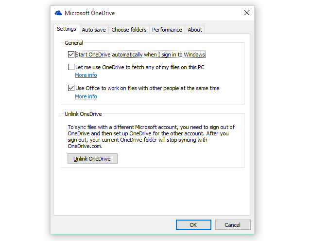 OneDrive Settings