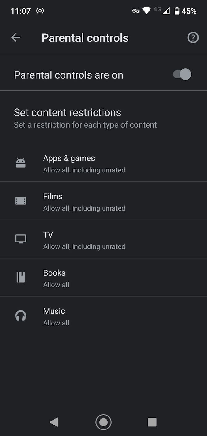 Родительский контроль в Google Play на Android