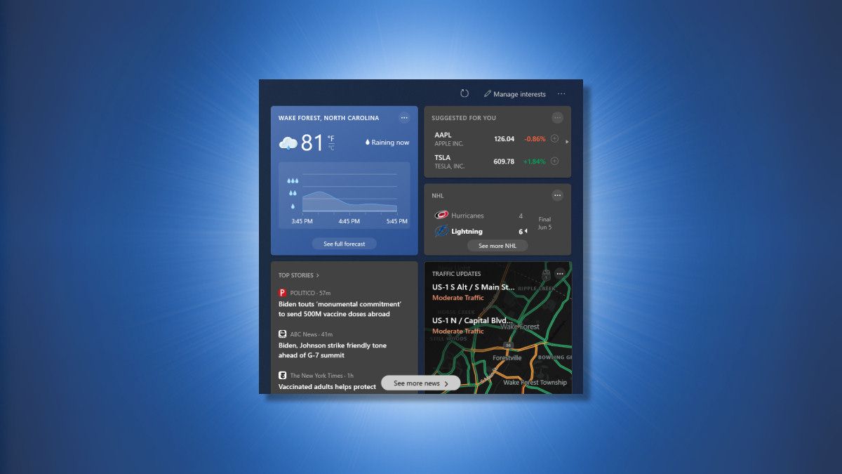 Вернуть виджет погоды в панели задач Windows 10