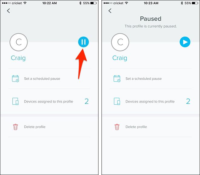 Настройка расписания паузы в Eero