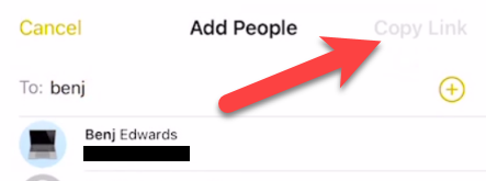 Нажмите «Продолжить» или «Копировать ссылку».