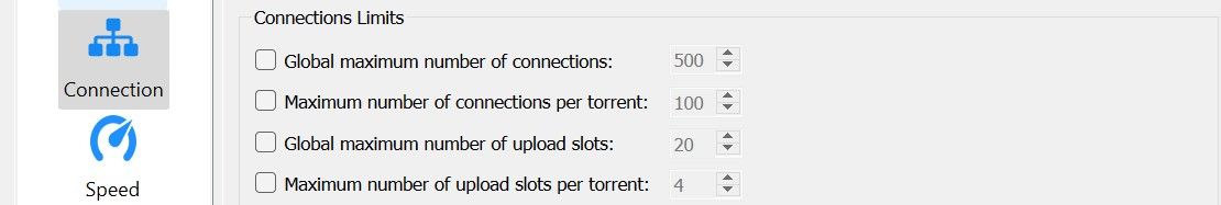 Disable Connection Limits in qBittorrent