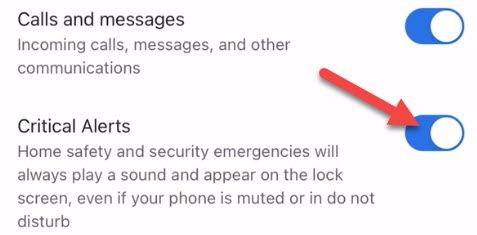 Включение критических оповещений