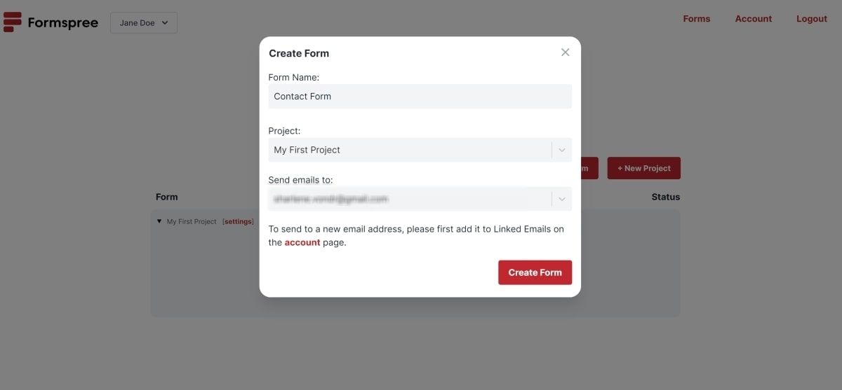 Создание формы в Formspree со заполненными полями