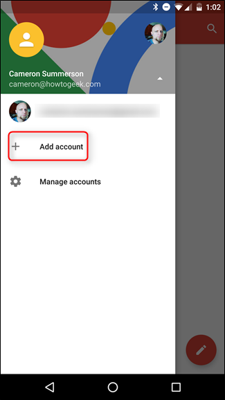 Кнопка Добавить аккаунт в интерфейсе Gmail