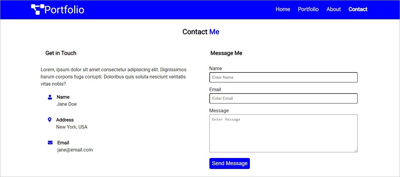 Пример раздела «Контакты» в портфолио