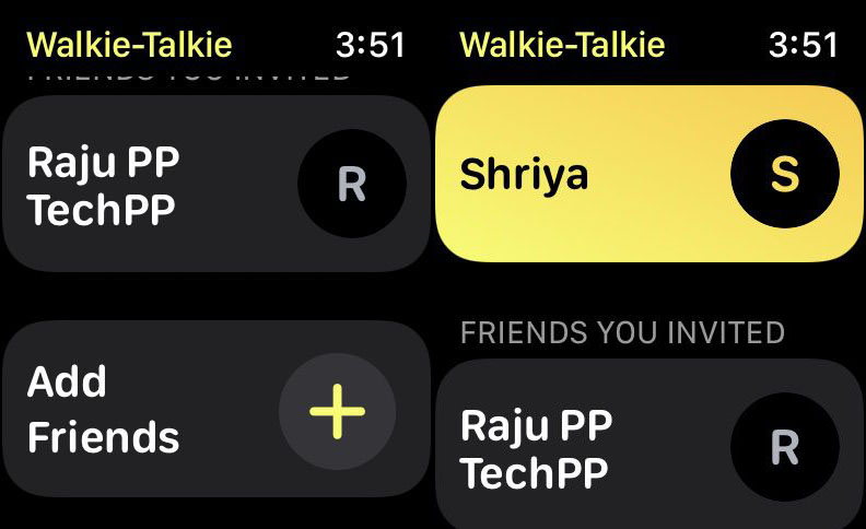 Добавление контакта в Walkie-Talkie на Apple Watch