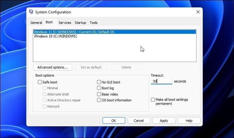 ms config system configuration dual boot