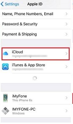Экран iPhone: раздел iCloud в настройках Apple ID
