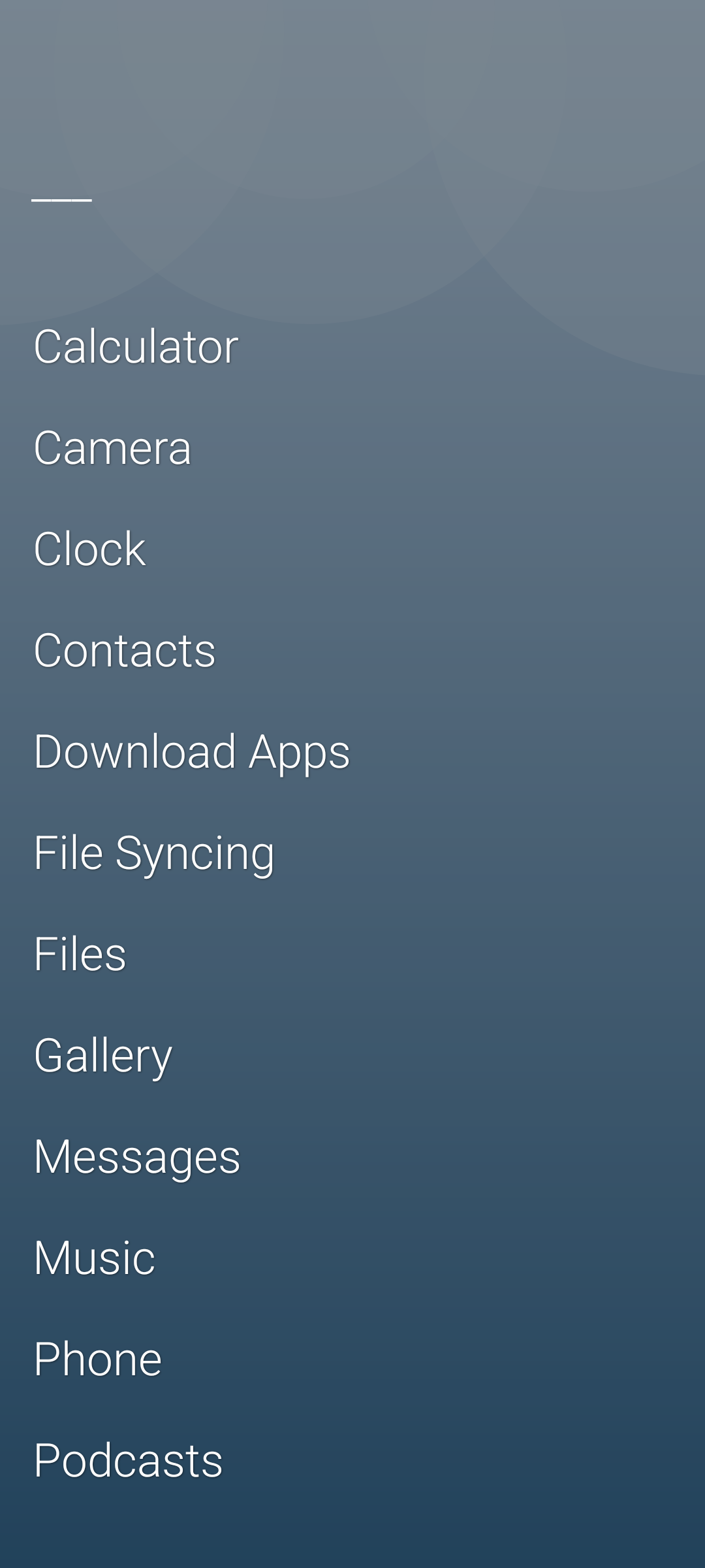 Меню приложений в лаунчере OLauncher на Android.