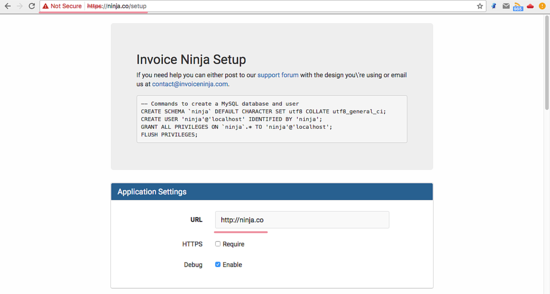 Установка Invoice Ninja
