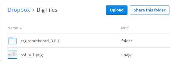 Снимок экрана: загрузка файла в Dropbox через веб‑интерфейс
