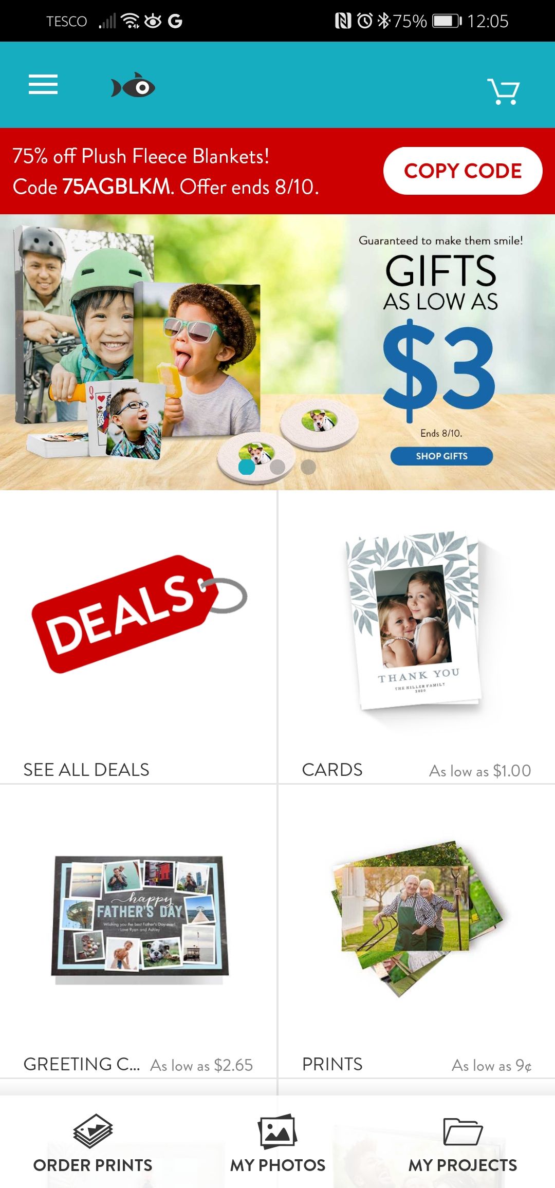 Главная страница магазина Snapfish