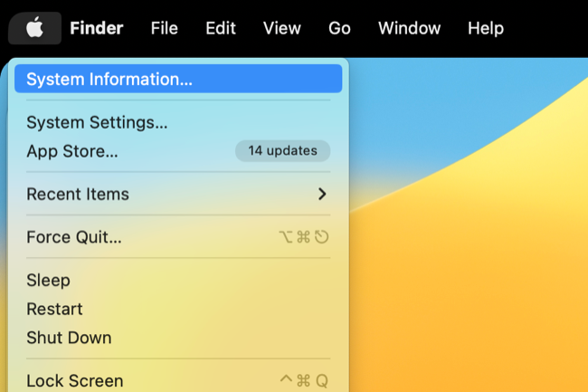 Удерживайте Option, чтобы увидеть пункт Сведения о системе в меню Apple