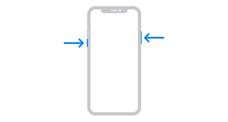 Кнопки сбоку iPhone для перезагрузки устройства
