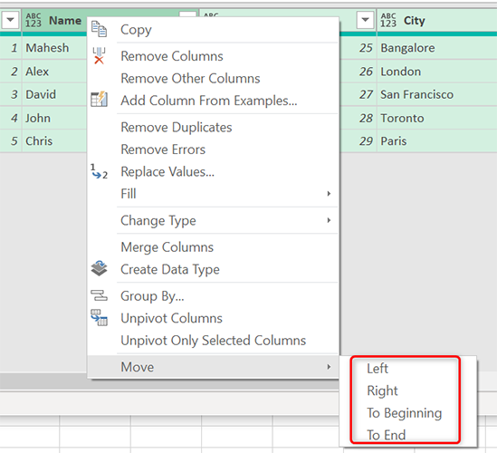 Изменение столбцов данных JSON.