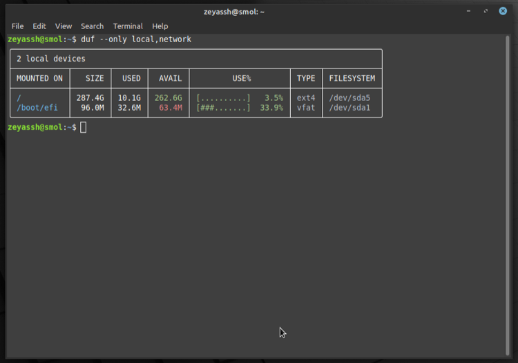 Результат фильтрации duf