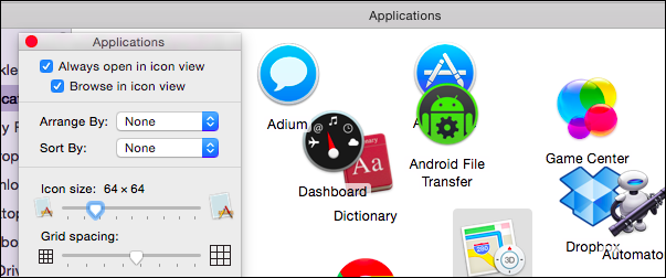 Пример свободного расположения значков без сортировки