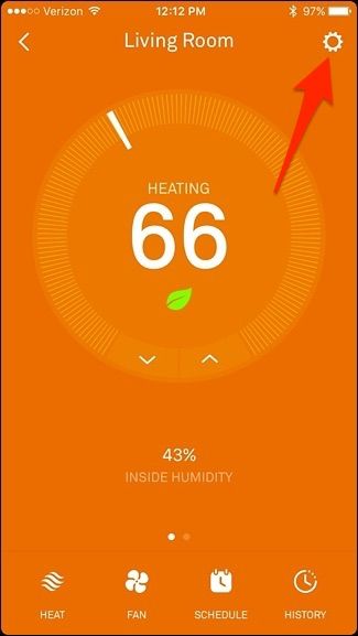 Иконка настроек в приложении Nest