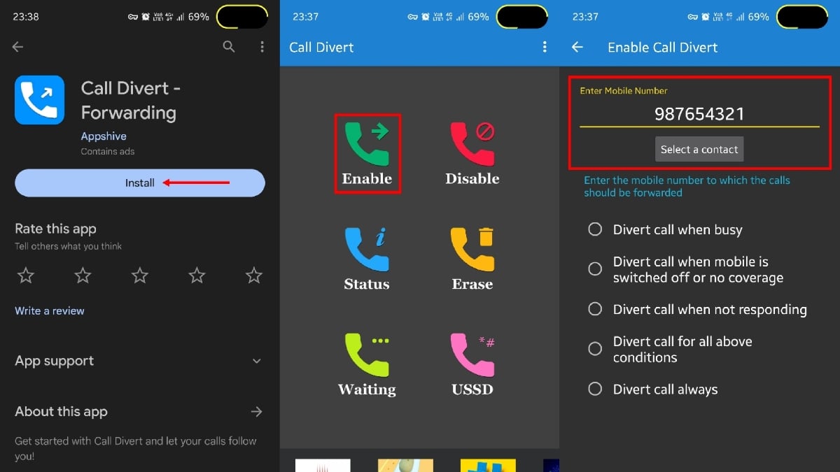 приложение call divert forward