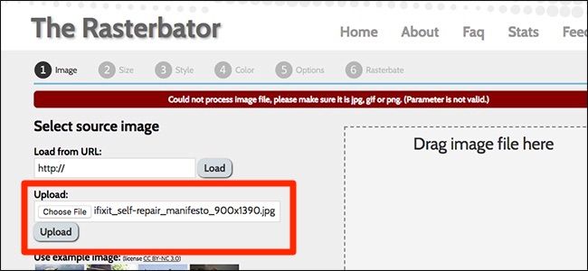 Скриншот поля загрузки с кнопкой Choose File