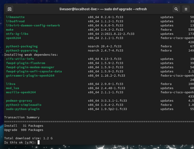 Fedora dnf updates