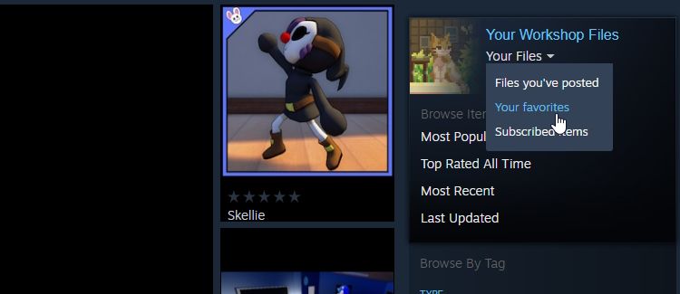 Просмотр всех избранных элементов на Steam Workshop