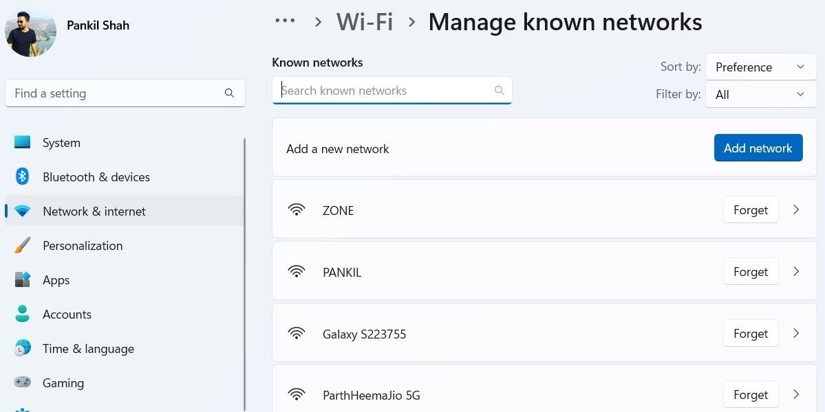 Удаление сохранённой Wi‑Fi сети из настроек Windows
