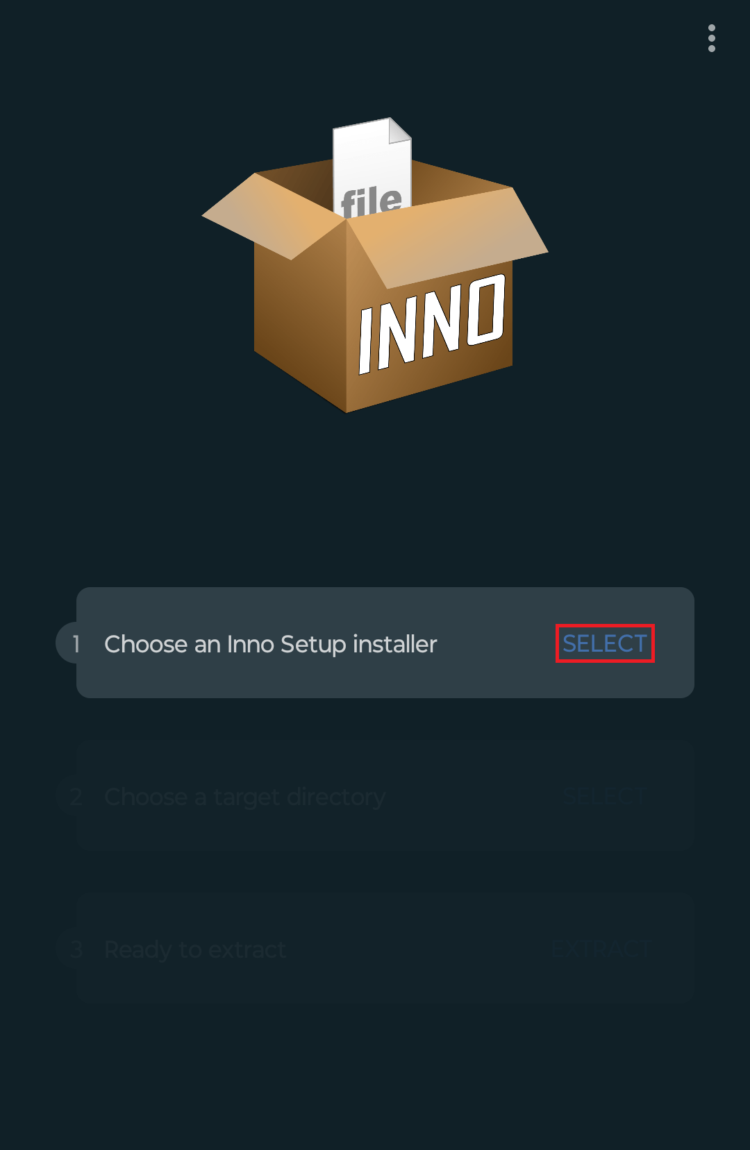 Выбор EXE файла в Inno Setup Extractor
