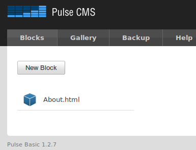 Список блоков в админке Pulse CMS