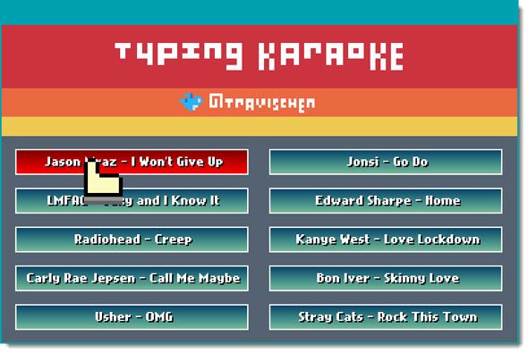 Typing Karaoke интерфейс: печатать слова песни