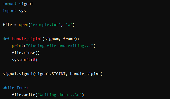 Пример: закрытие файла перед выходом