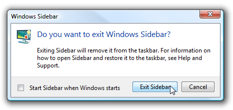 Подтверждение завершения Sidebar