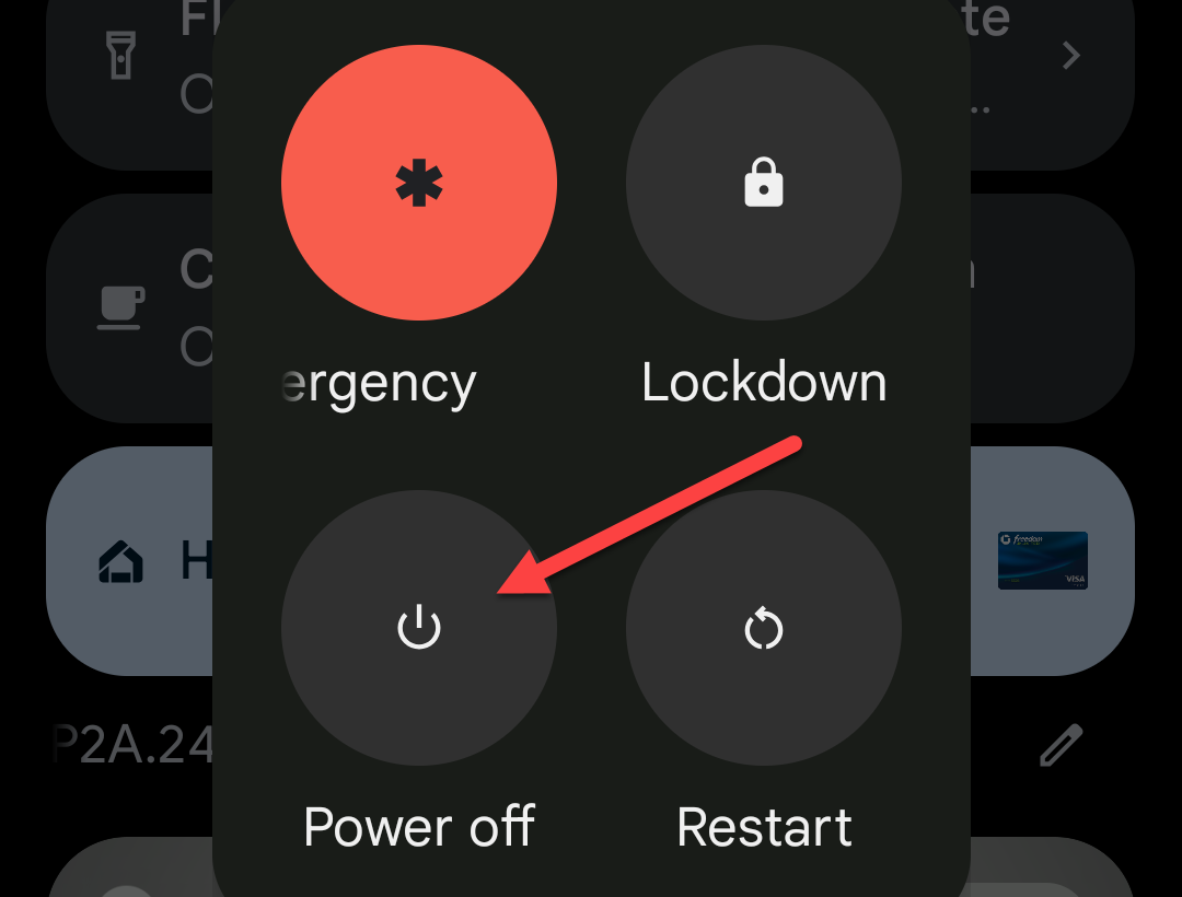 Выберите Перезагрузка в меню питания