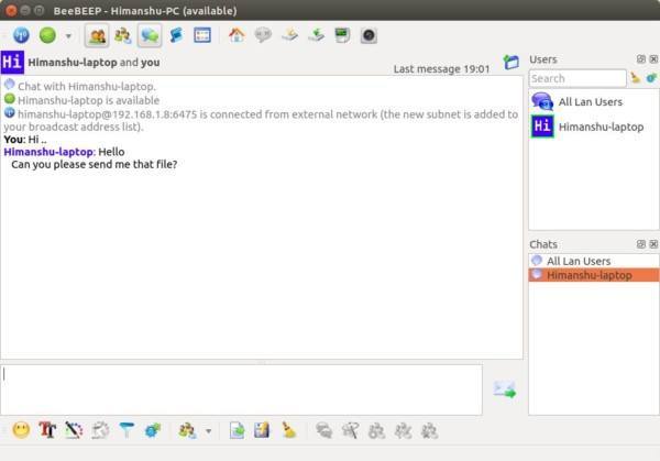Окно чата с активной перепиской