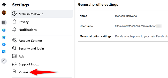 Нажмите Видео слева.