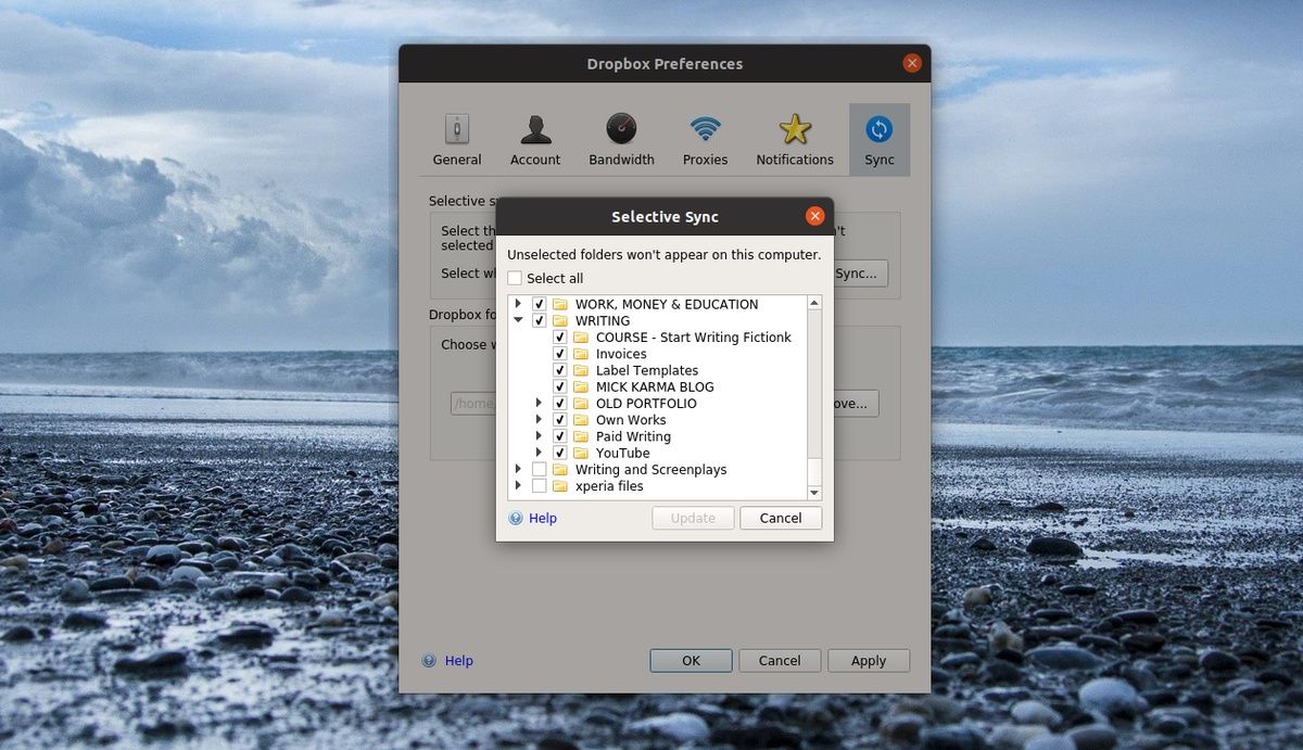Запустите Dropbox на Ubuntu