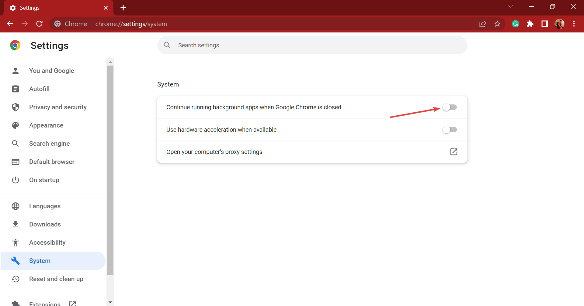 Отключить фоновую работу приложений Chrome