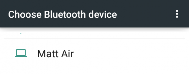 Выбор целевого Bluetooth‑устройства для отправки файлов с Android