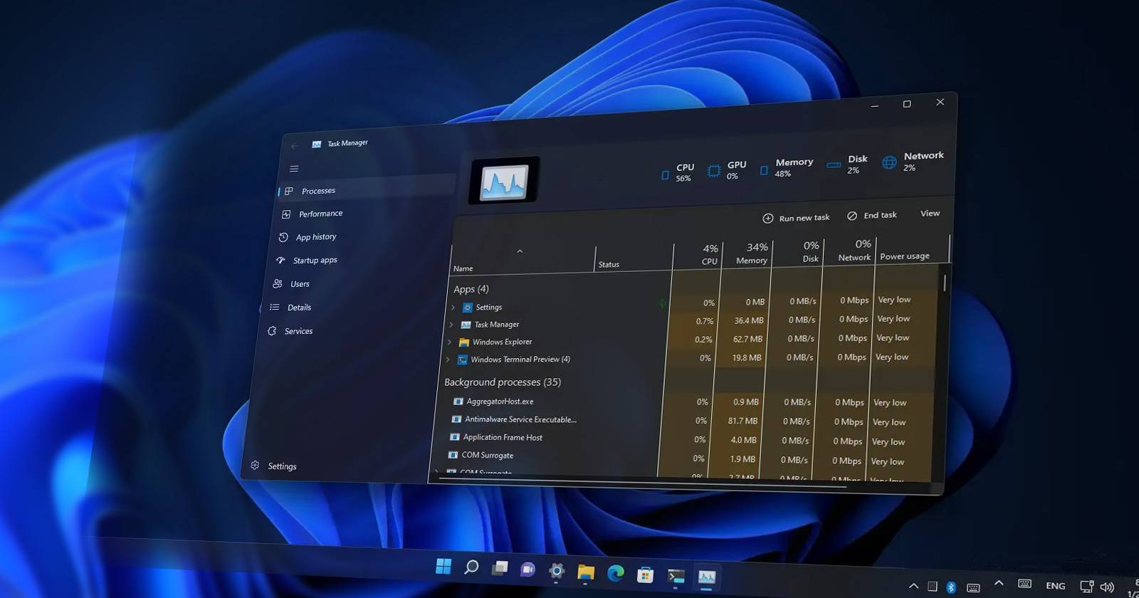 Включить поиск в Диспетчере задач Windows 11