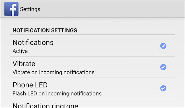Настройки уведомлений внутри приложения Facebook: типы уведомлений и варианты