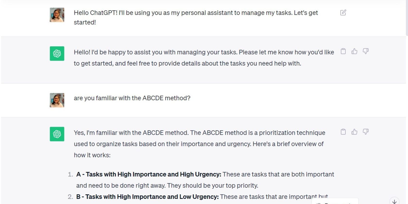 взаимодействие с ChatGPT как с личным помощником для управления задачами
