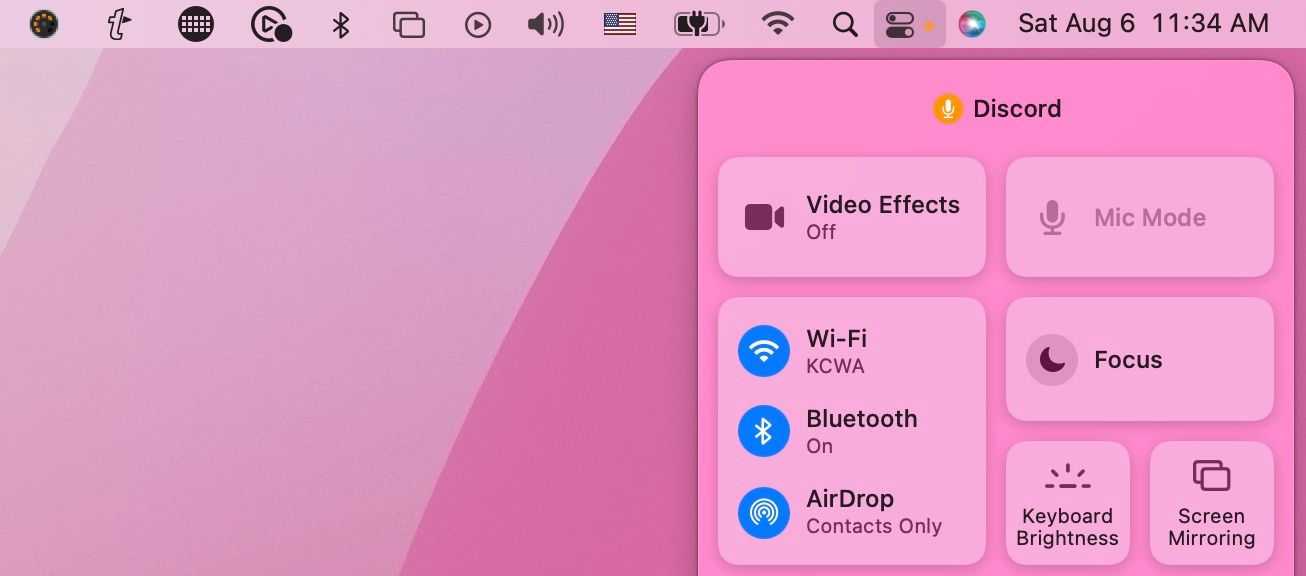 Открытие Центра управления на MacBook
