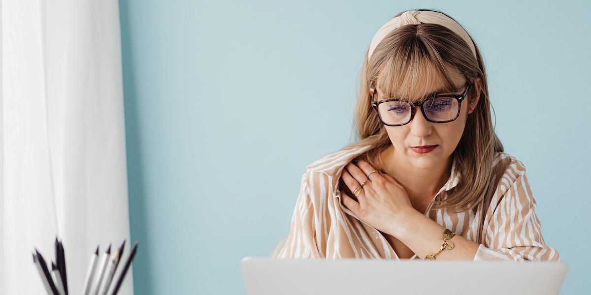 distressed expression on woman face