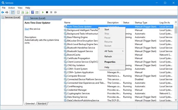 Console Services de Windows montrant LGHUB Updater Service