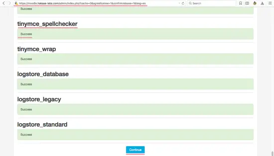 Installation Moodle en cours